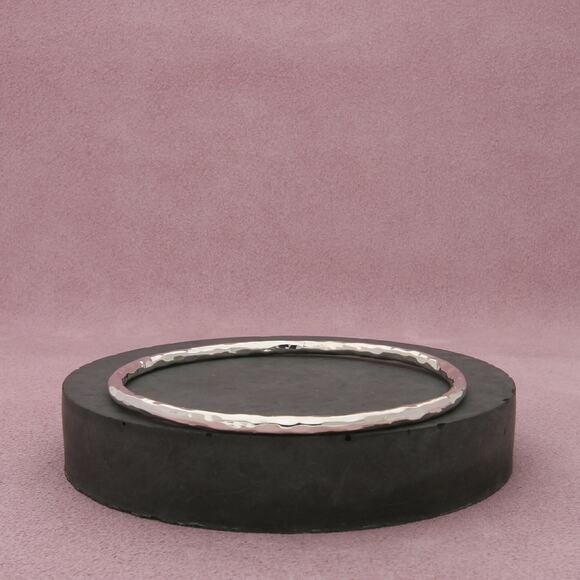 sterling silver 3mm hammered stack bangle bracelet size 8.5in - Picture 1 of 3